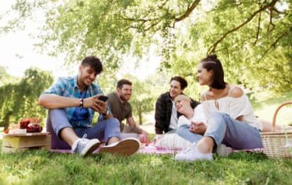 a family enjoys a picnic in a sunny and green park